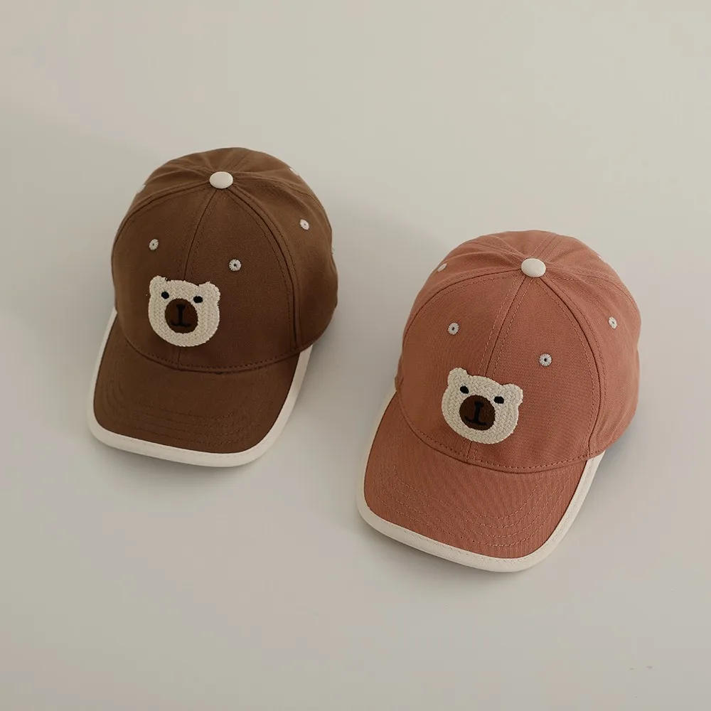 Handmade Knitted Cartoon Bear Baby Baseball Cap Fashion Children Peaked Caps Sunshine Sunscreen Boy Girl Sun Hat Kid Casual Hats