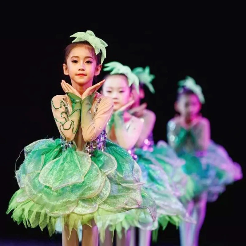 

Children's Latin dance jasmine dance performance costume girl Pengpeng skirt gauze skirt children's performance costume
