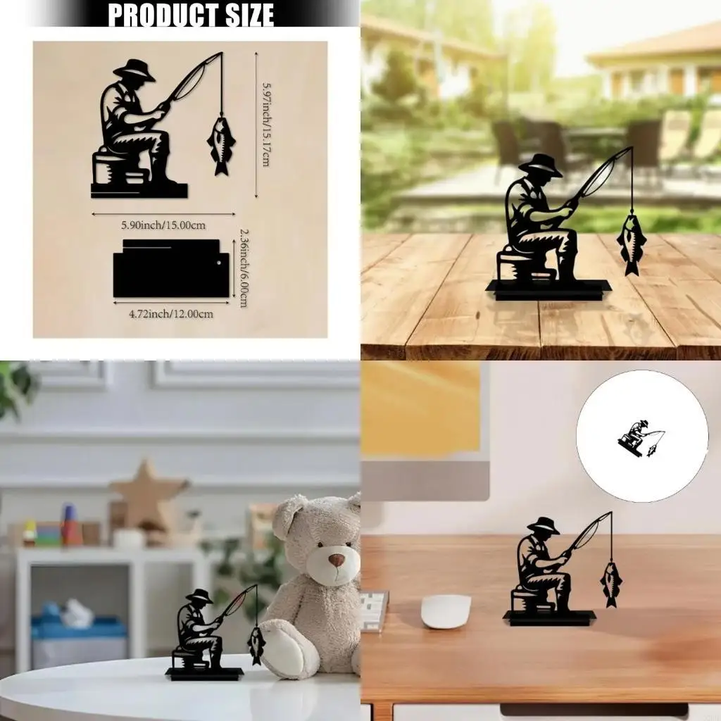 

Художественная металлическая фигурка рыбака для дома и улицы, декоративный подарок для любителей рыбалки и украшения дома X3UC