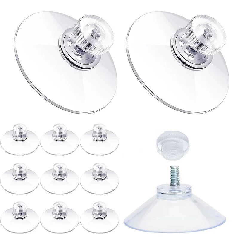 

Pck of 5/10 Suction Cup Plastic Suction Pads 25/32/41/53mm Clear PVC Sucker Pad Strong Adhesive Suction Holder with Screw Nut Ho