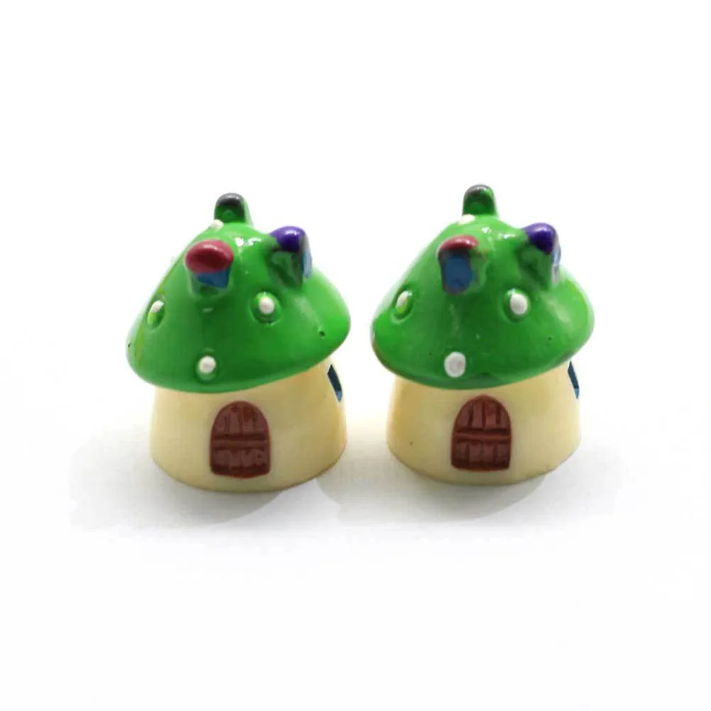 

10pcs Mini Mushroom House Desktop Decor Cute Tabletop Crafts For Home Office Garden Micro Landscape Simulated Basin Plant