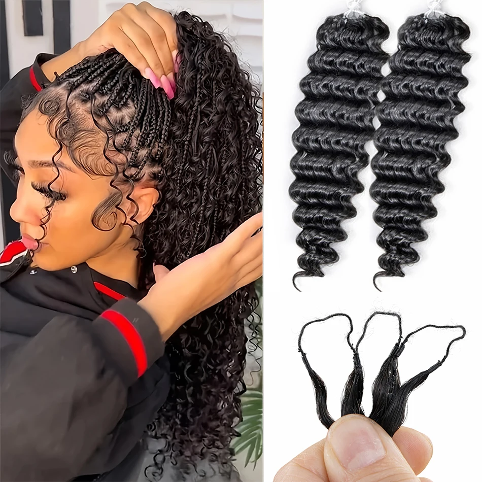 

Накладные волосы Deep Wave для плетения крючком, без узлов, предварительно разделенные, объемные, невидимые, кудрявые, в стиле бохо, из натуральных человеческих волос