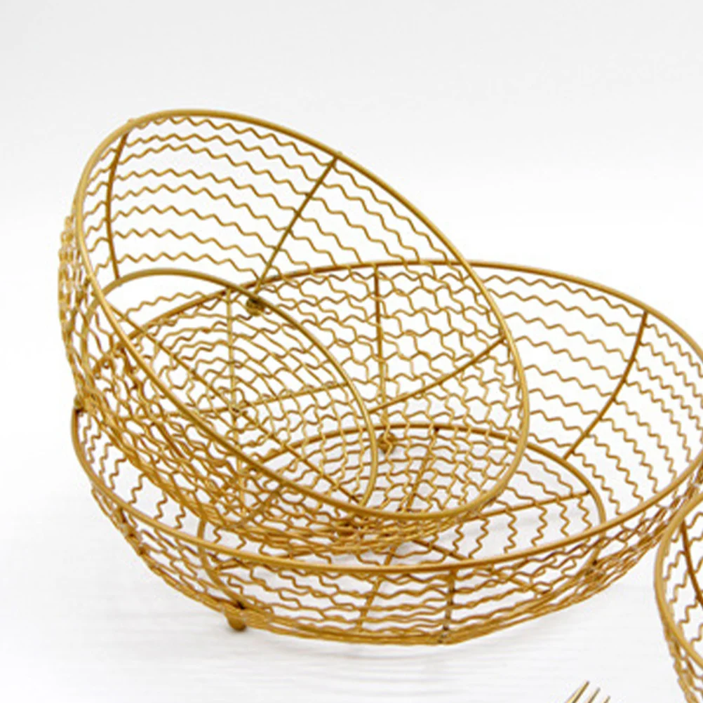 

Iron Fruit and Vegetable Basket S Golden Hollow Design Kitchen Storage Organizer Multi-Functional Drain Holder for Snacks