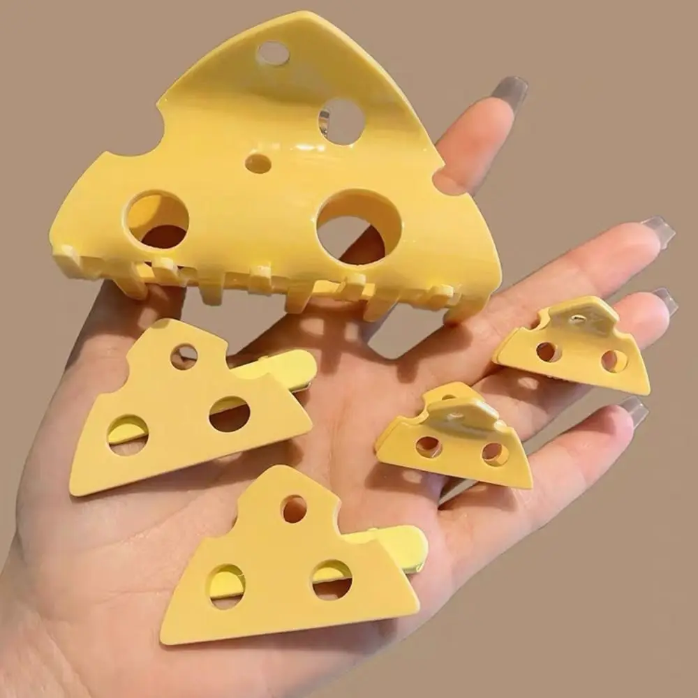 Fashion Cheese Grab Clip Plastic Cheese Grab Clip Triangle Yellow Hollow Hairpins Small Headdress Side Clip Women