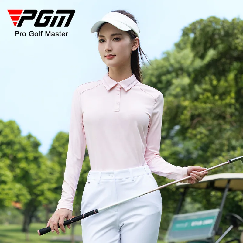 

PGM Women Golf Long Sleeve Polo Shirts Autumn Winter Stretch Sports Top YF839