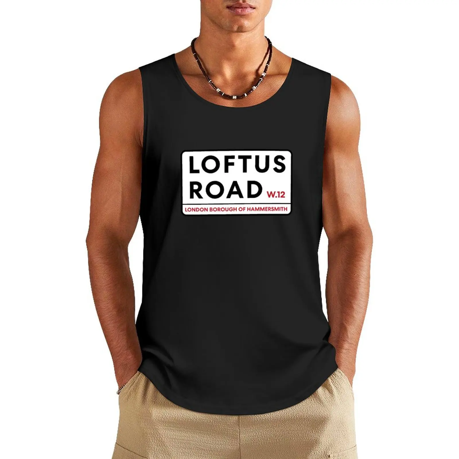 Loftus Road W12 Queens Park Rangers Road Sign Tank Top T-shirt male summer 2025 Gym man