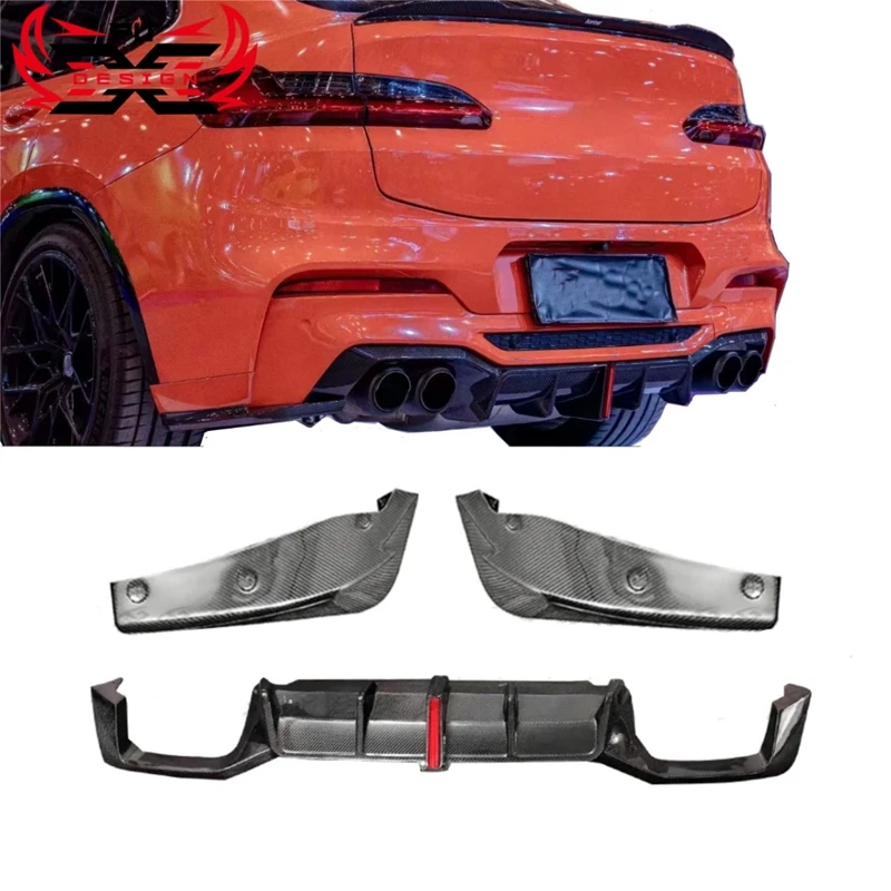 

For BMW X4M F98 Carbon Fiber Rear Diffuser Rear Splitter Rear Bumper 2019-2021 Car Body Kit