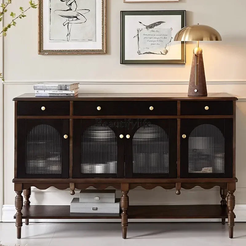 

01American light luxury solid wood porch cabinet, post-modern simple Changhong glass decorative cabinet