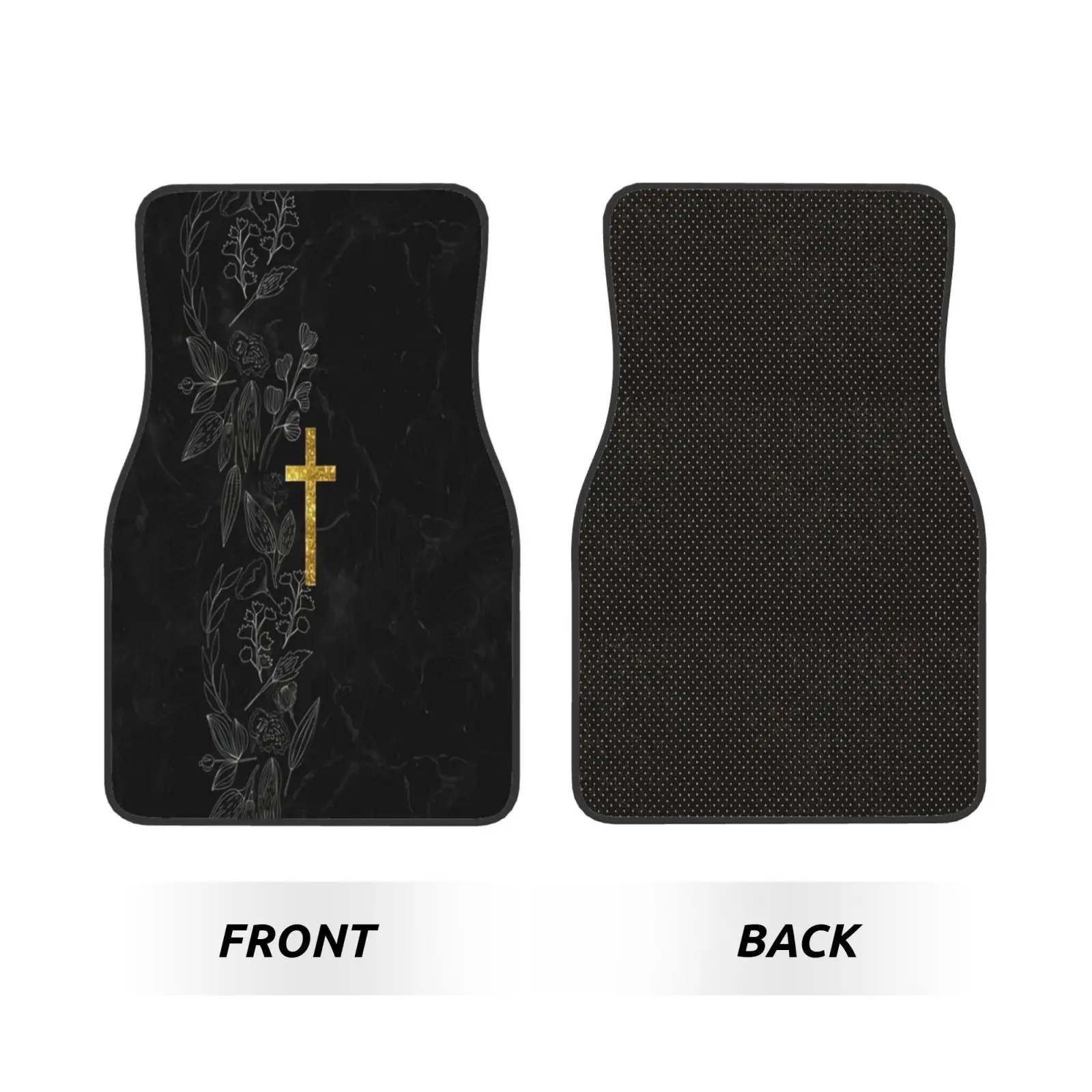 Jesus Cross Print Car Floor Mats of 4 Pieces Anti Slip Front and Rear Foot Mats Universal Car Accessories for SUV Van Truck