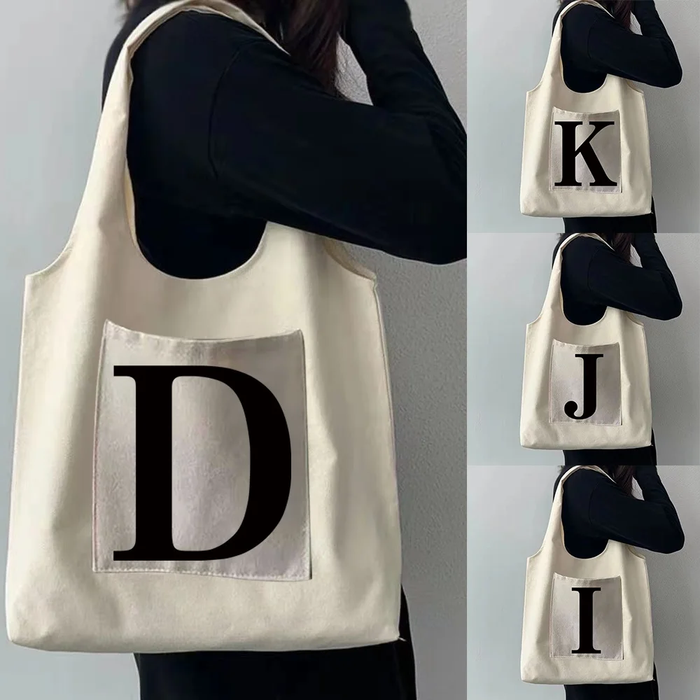 Ladies Canvas Vest Bag Travel Portable Crossbody Shoulder Bag Washable Printed Side Pocket Reusable Sundries Storage Bags