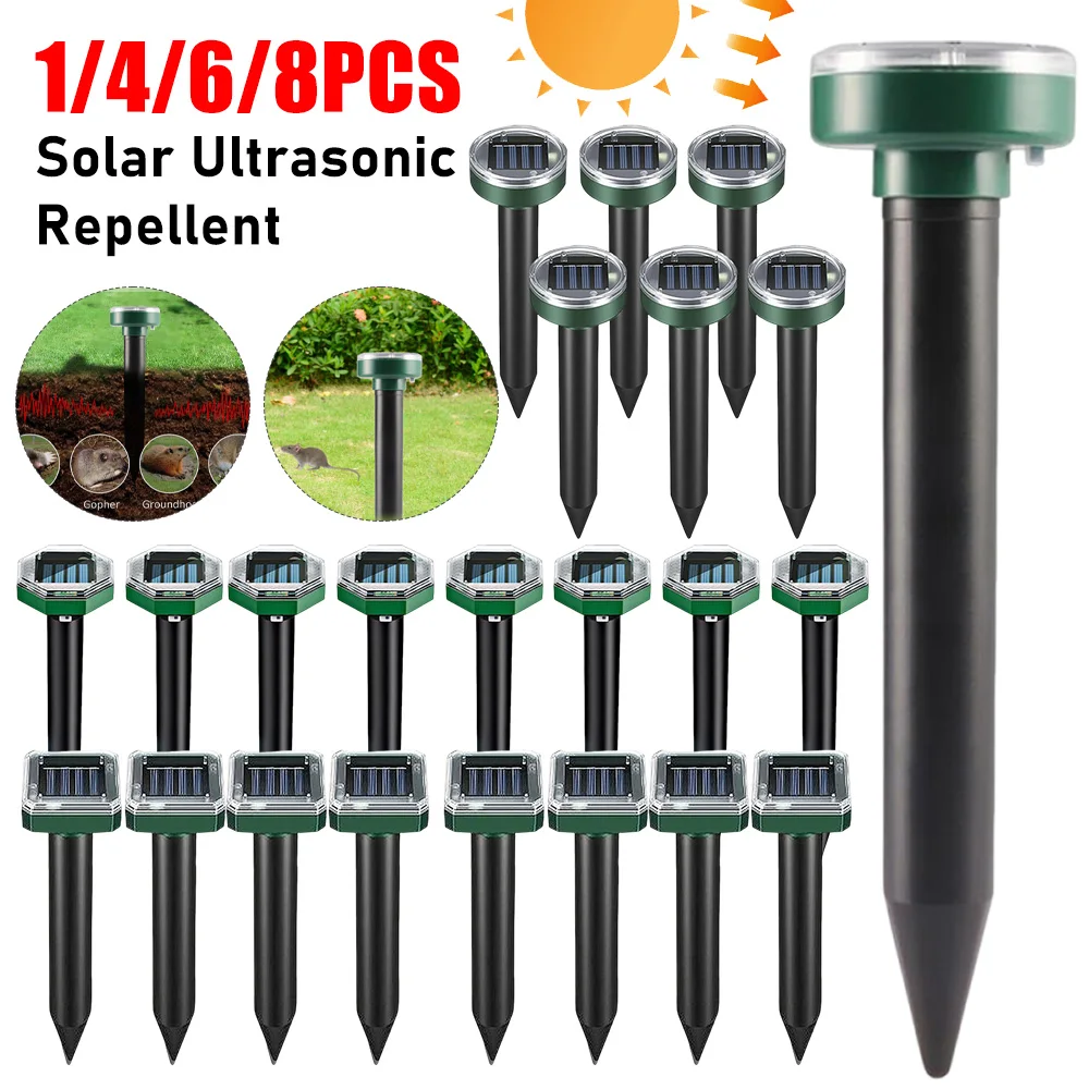 Répulsif solaire ultrasonique pour taupe et Rat, 1 à 8 pièces, dissuasion des parasites pour jardin, chauve-souris, dispositif ultrasonique pour l'extérieur, piège à souris