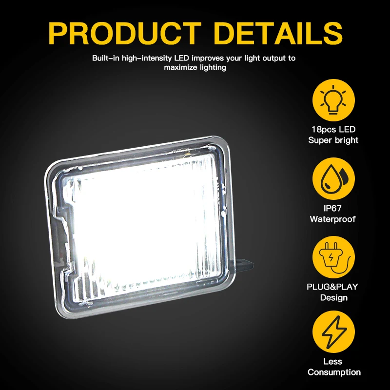 2xCANBUS LED Under Mirror Puddle Light For Ford Focus MK3 MK2 Mondeo MKIV MKV Kuga C-Max Escape S-Max Under Mirror Welcome Lamp view 5