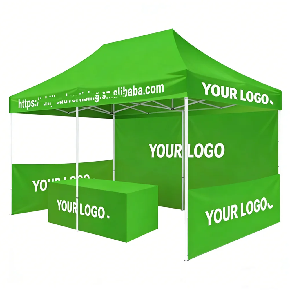 CustomizableHeavy-Duty Waterproof 600D Oxford Canopy Tent Custom Logo Wind-Resistant PopUp Shelter for Outdoor Exhibition Booth