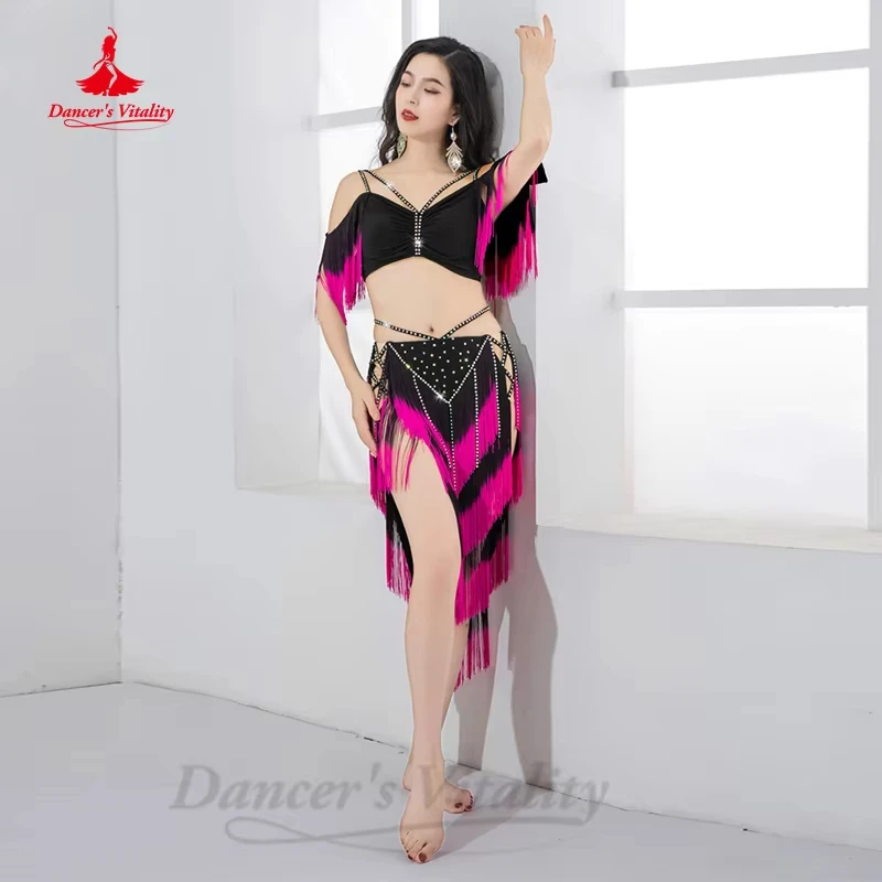 Belly เต้นรําเครื่องแต่งกายสําหรับสตรีเซ็กซี่พู่ชุดผู้ใหญ่ Oriental Dance Professional ฝึกเสื้อผ้า