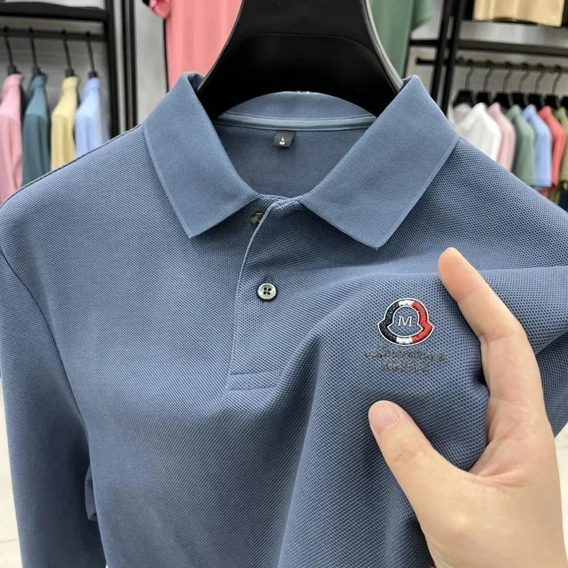 

Long-sleeved POLO shirt for men in spring and autumn, casual youth embroidery lapel loose large size t-shirt