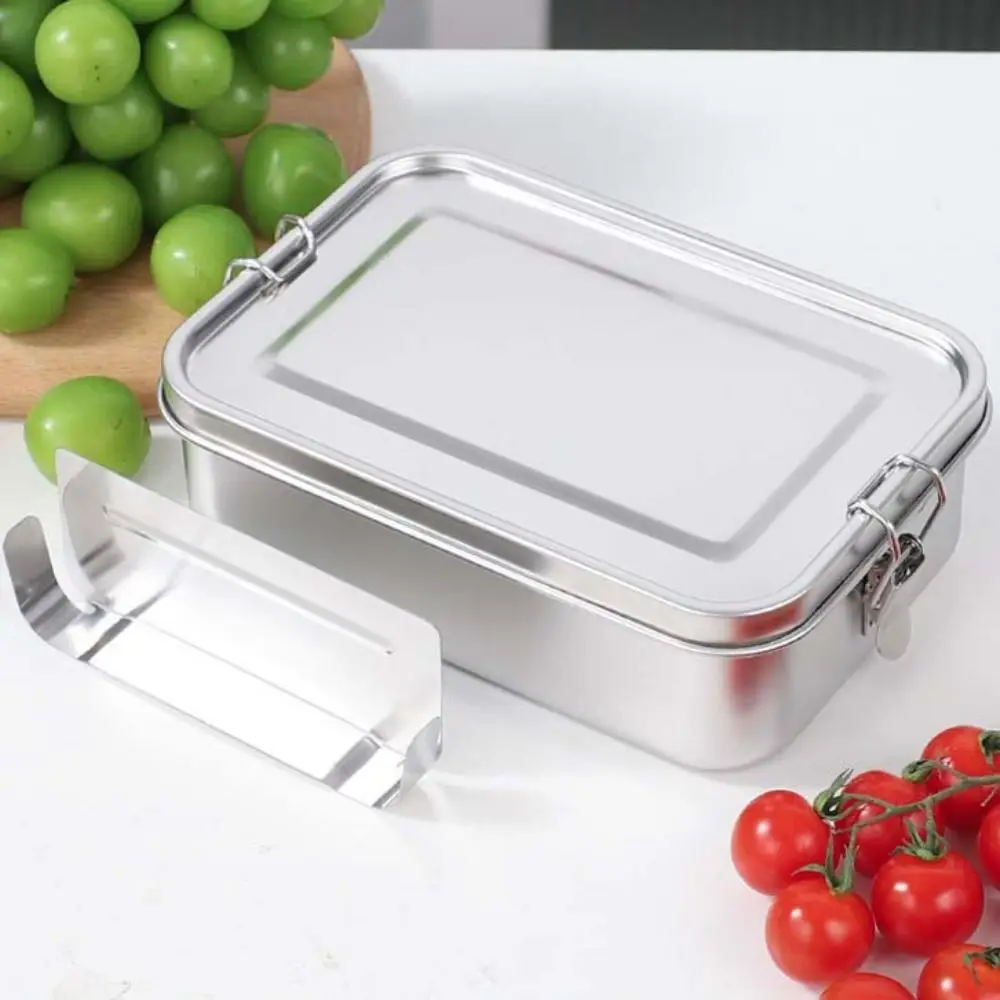 Rectangular 304 Stainless Steel Lunch Box Removable Partitions Separated Food Container Leakproof with Sealing Strip