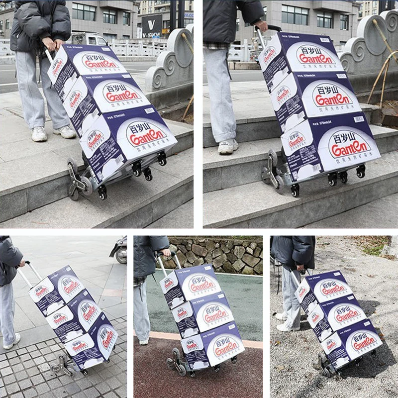 Imagem -02 - Escalando o Carrinho Dobrável do Trole da Etapa para a Zorra Portátil Dobrável de Alumínio Leve da Bagagem para a Compra do Curso com Rodas