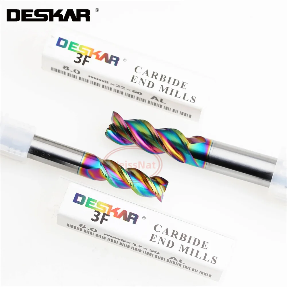 DESKAR 3F 5.0x6x17x50L 6.0x6x17x50L AL Endmills، مطحنة نهاية vhm للألمنيوم