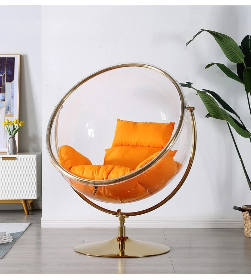 

Stainless steel chair transparent acrylic swing space bubble chair hemisphere cradle hanging blue milk tea shop waterproof