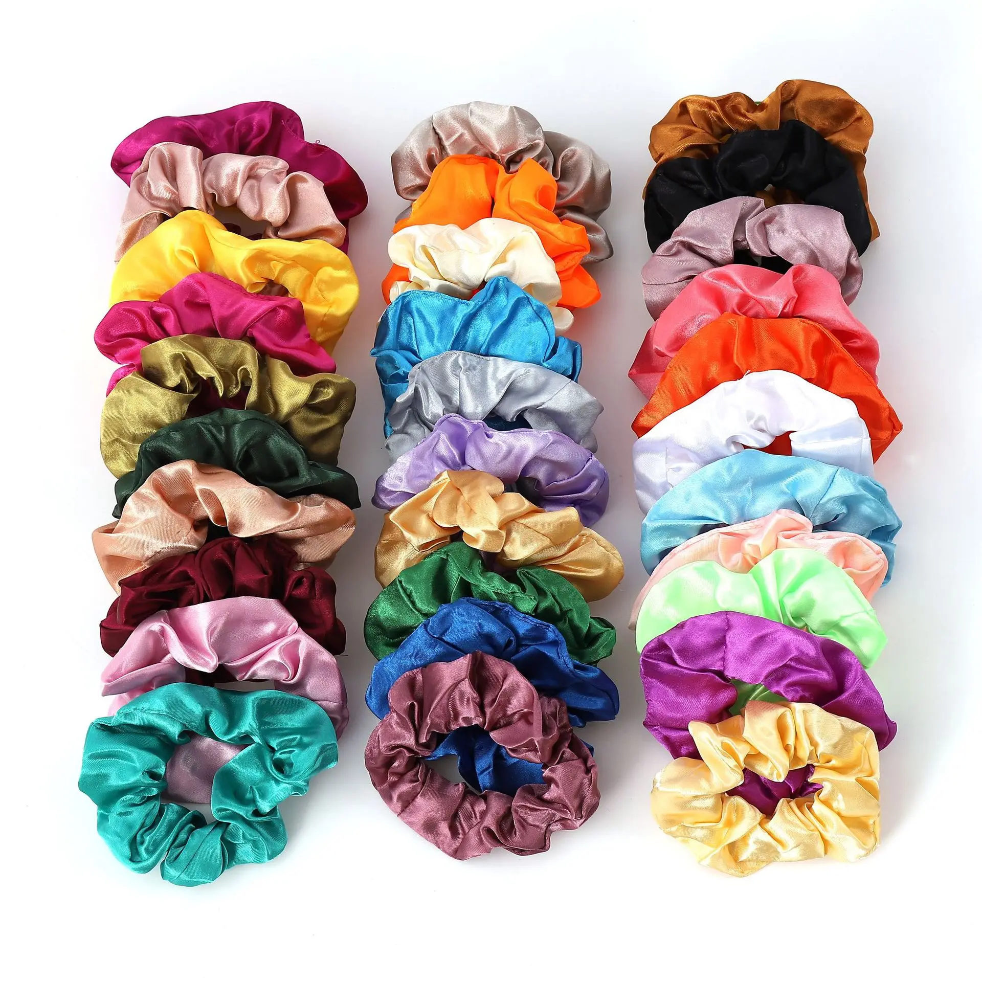 10/30/50PCS Elegant Satin Hair Scrunchies Girls Elastic Rubber Hair Band Solid Color Ponytail Holder Ties Hair Accessories