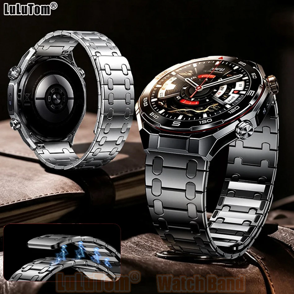 Bracelete Magnética em Aço Inoxidável para Samsung Galaxy Watch 9 8 Ultra 1 2 (2026/2025) 47mm, Classic 40mm/44mm/46mm e Huawei Watch GT 7/6/5 Pro