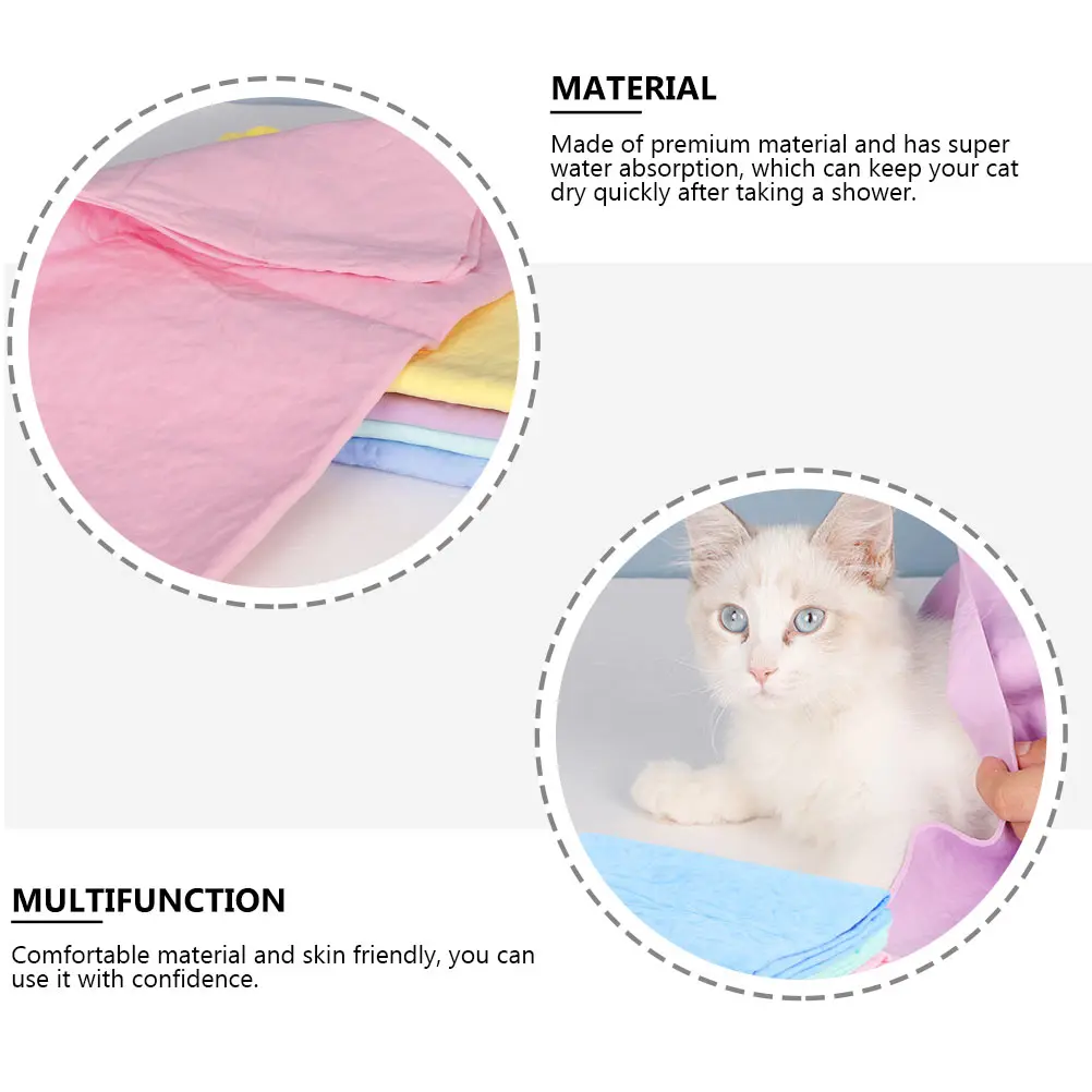 

5 PCS Quick-drying Absorbent Towel Pet Cleaning Cat Wiping Towels Water Pva Imitation Buckskin Supplies Bath Hygiene
