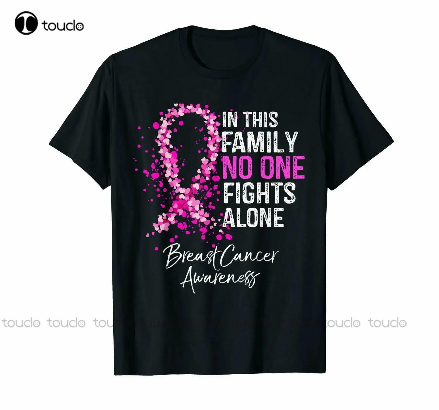 In This Family No One Fights Alone Breast Cancer Awareness Tshirt sleep shirt