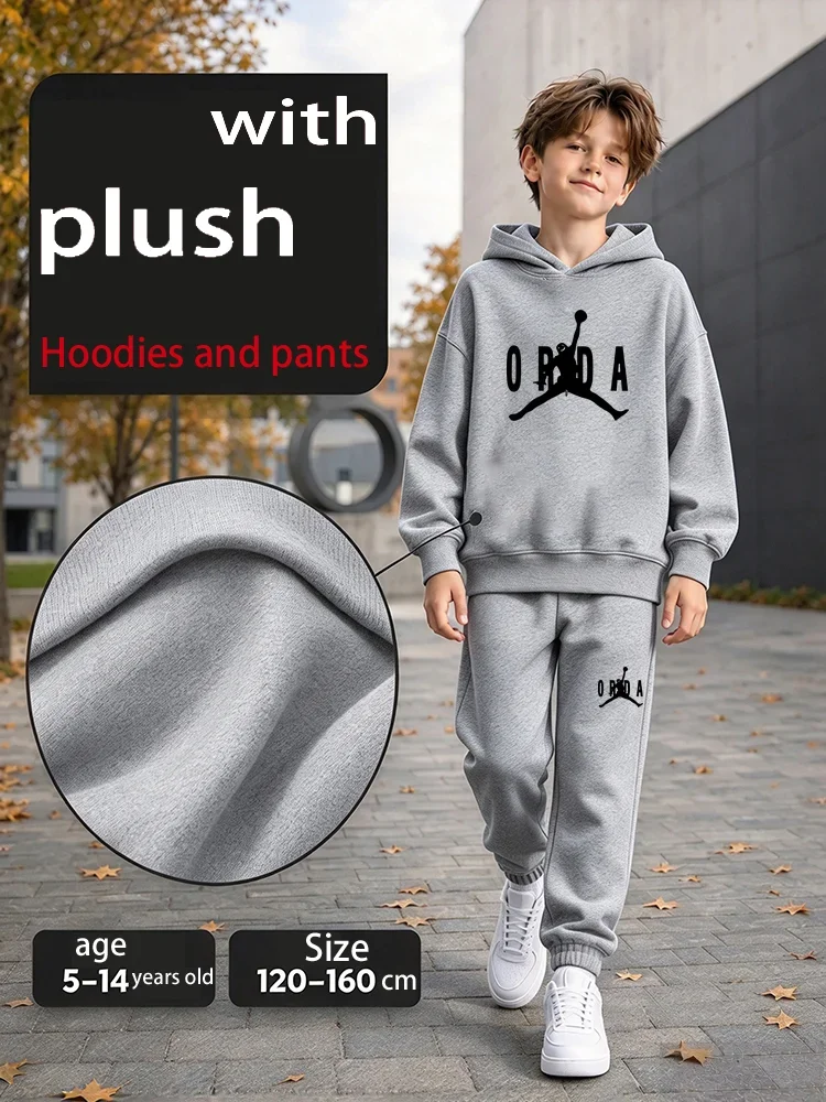 4-15 Years Boys 2pcs Autumn Spring Hoodie+Pants TracksuitsGirls Casual Streetwears Kids Cute brand  Children Clothes Sets
