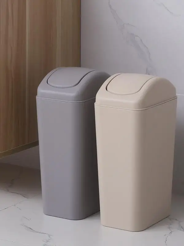 

Home Use Living Room Swing Lid Tra Can Batoom pe Cover Odor Proof Storage Bin Office Narrow Waste Paper Basket