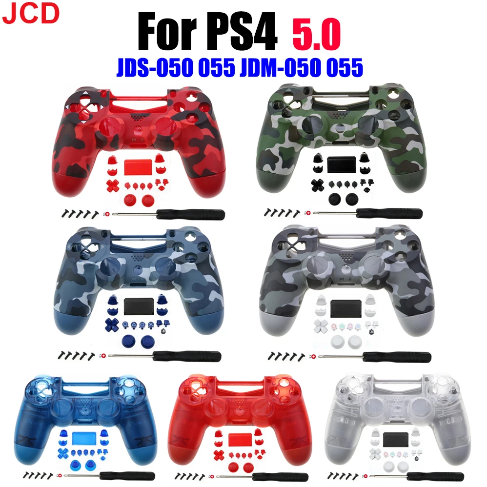 JCD 1pcs Full Plastic Hard Shell + Buttons Mod Kit For JDS JDM-050 055 For PS4 5.0 Controller Housing Cover Case