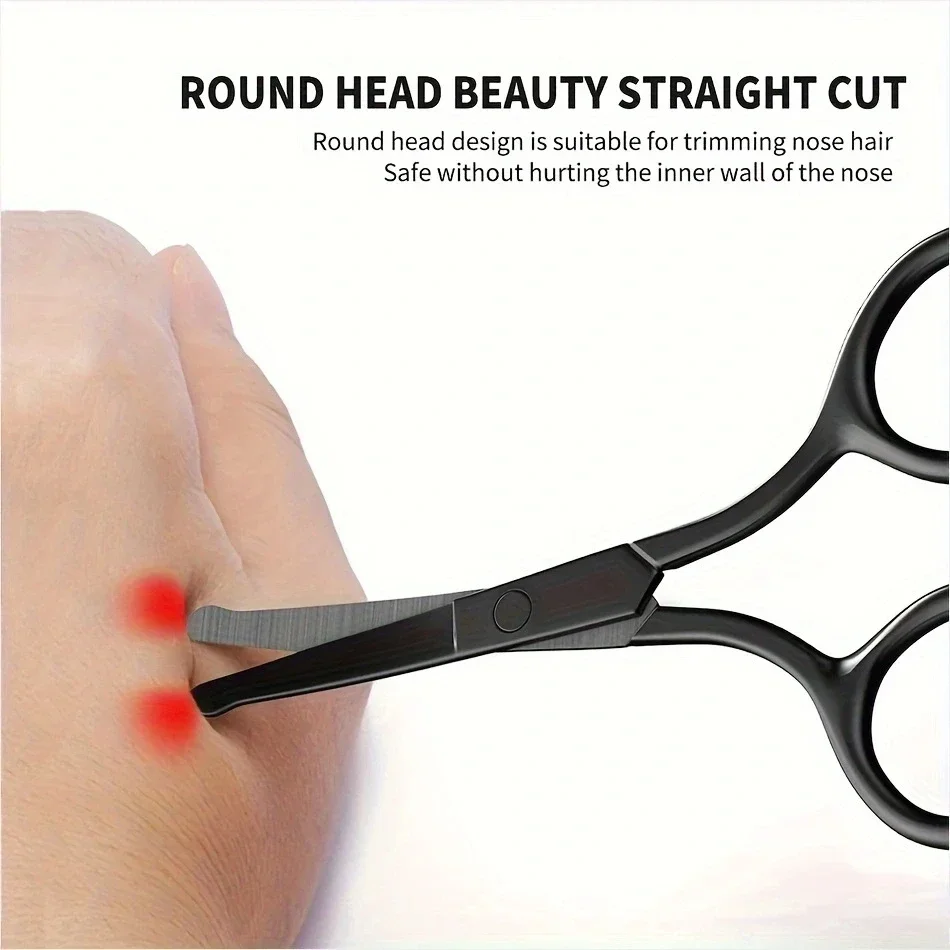 Unisex Stainless Steel Black Round Head Safe Nose Hair Scissors (Do Not Hurt Nose) image 4