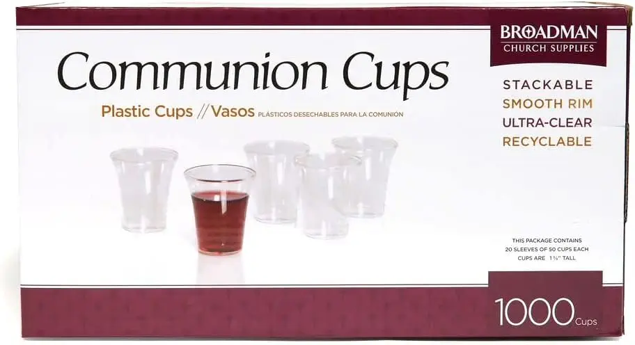 Disposable Plastic Communion Cups, Recyclable, 1000 Count for Church Supplies