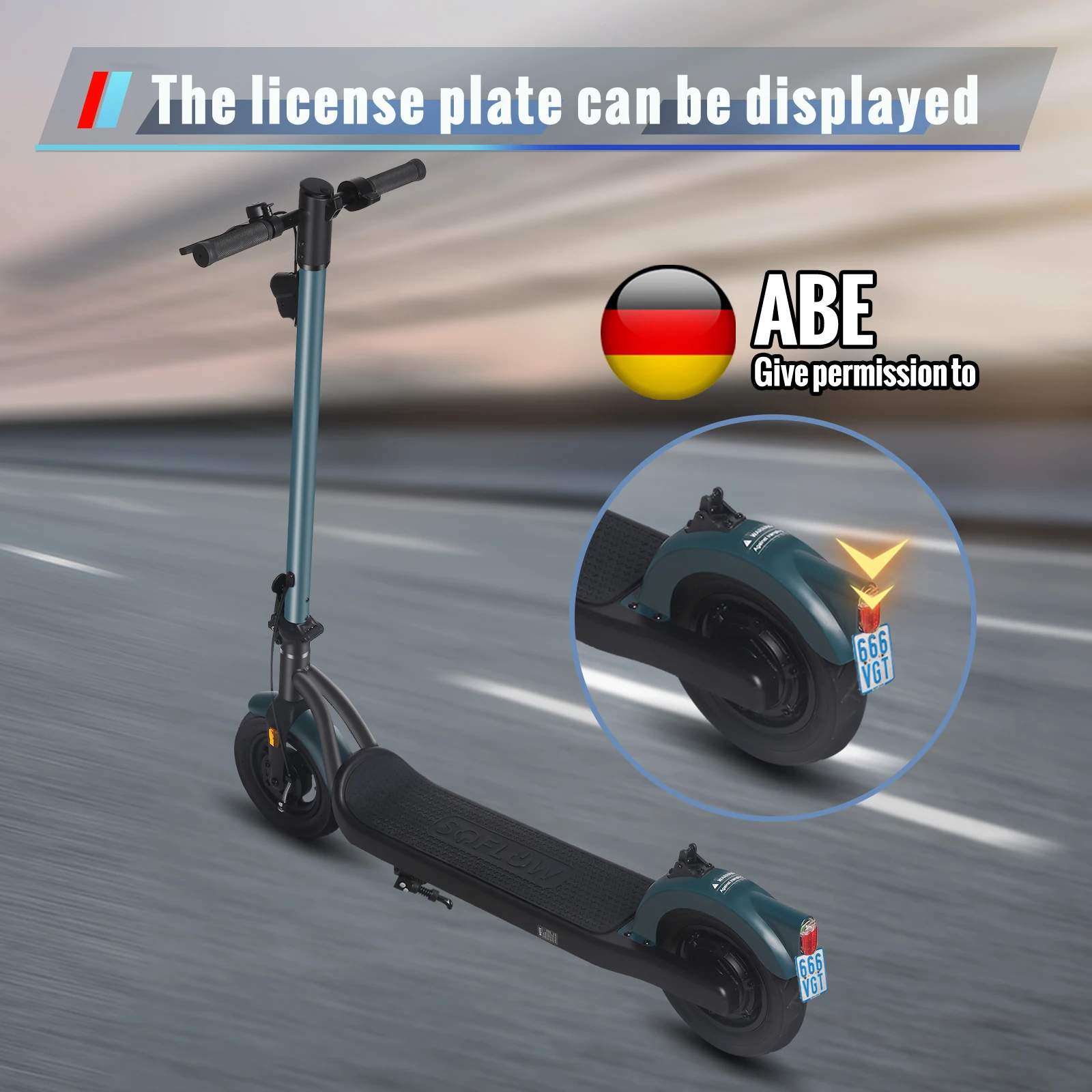 SUNNIGOO N5 350W Elektroroller mit ABE-App, 36V Lithium-Akku, 20 km/h, 35 km Reichweite, 10-Zoll-Reifen für Erwachsene, E-Scooter für DE und EU, städtische Pendlerfahrten, Studententransport, Reisen und Sightseeing – Detail 6