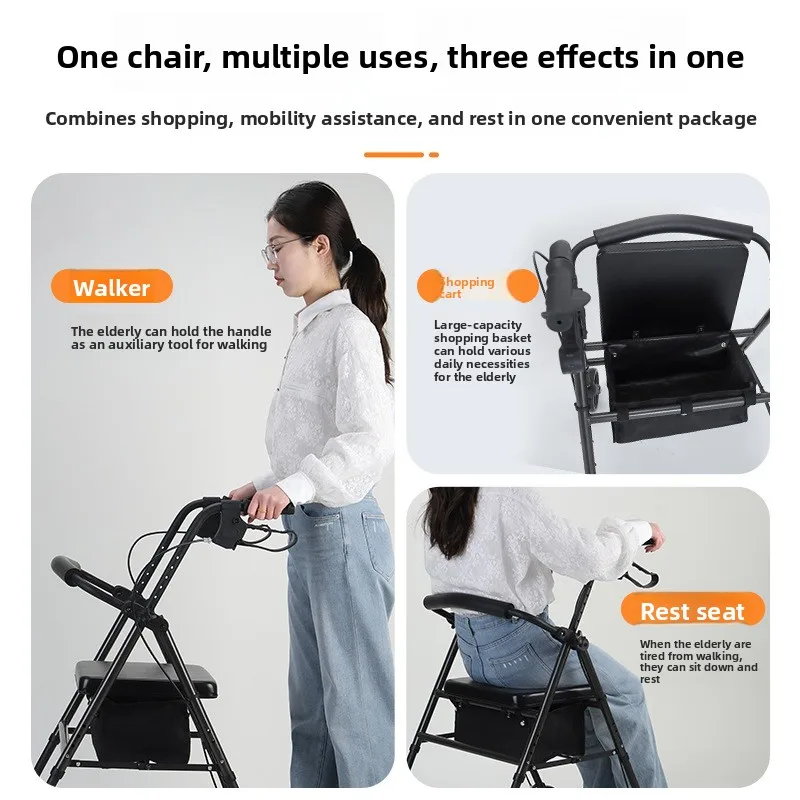 Elderly Trolley Walker Can Push And Sit With Brake Wheels Elderly Disabled Walking Walker