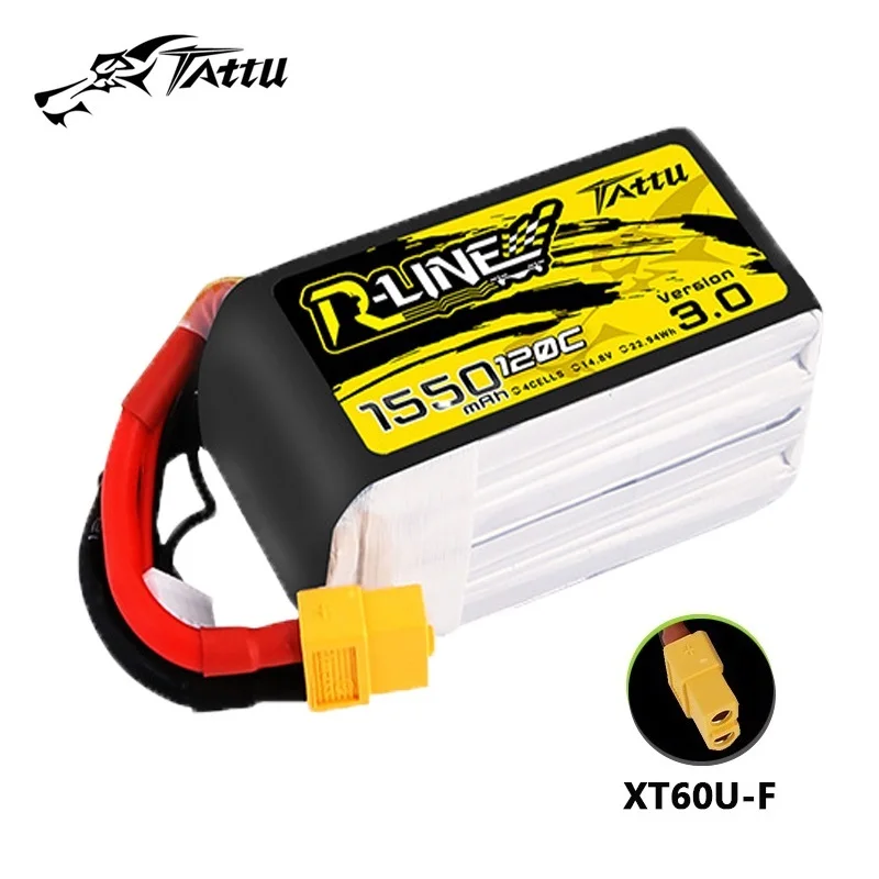 

TATTU R-LINE 3.0 4S 14.8V 1550mAh 120C LiPo Battery For RC Helicopter Quadcopter FPV Racing Drone Parts With XT60 14.8V BATTERY