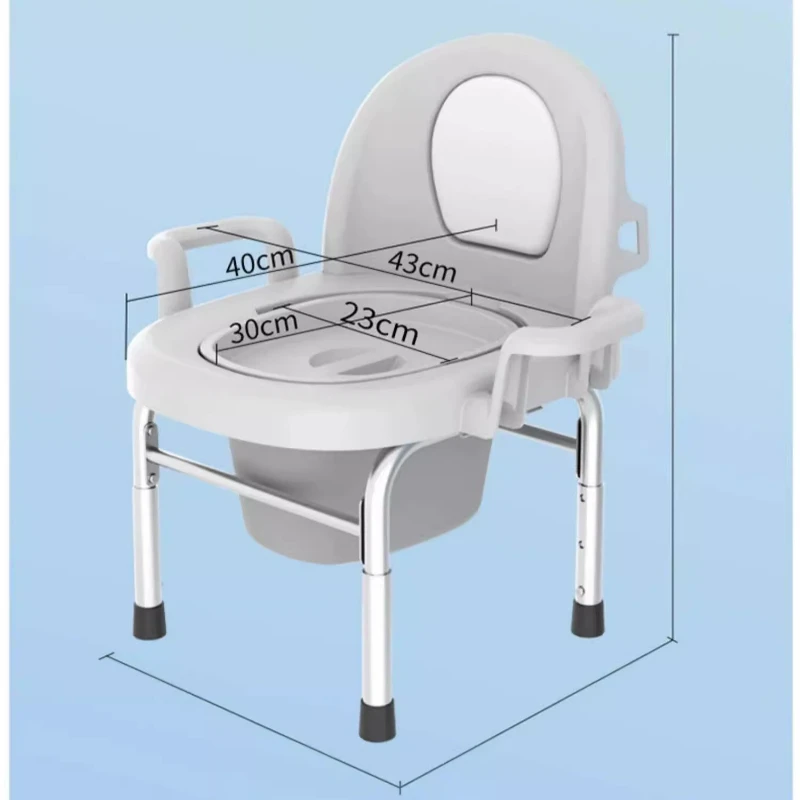 Mobile Toilet Chair for Elderly Pregnant Women Bedside Commode Odor-Proof Portable Potty Seat Height Adjustable