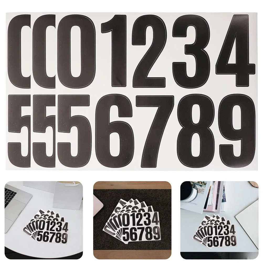 10 Sheets Home Address Decal Digital Stickers Number Adhesive Numbers Large Mailbox for outside Vinyl Bins Racing Decals