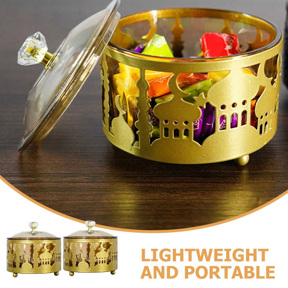 

2pcs Golden y Party Boxes for Middle Eastern Snacks Home Decor Bowls Party Favor Containers Treat Boxes Storage