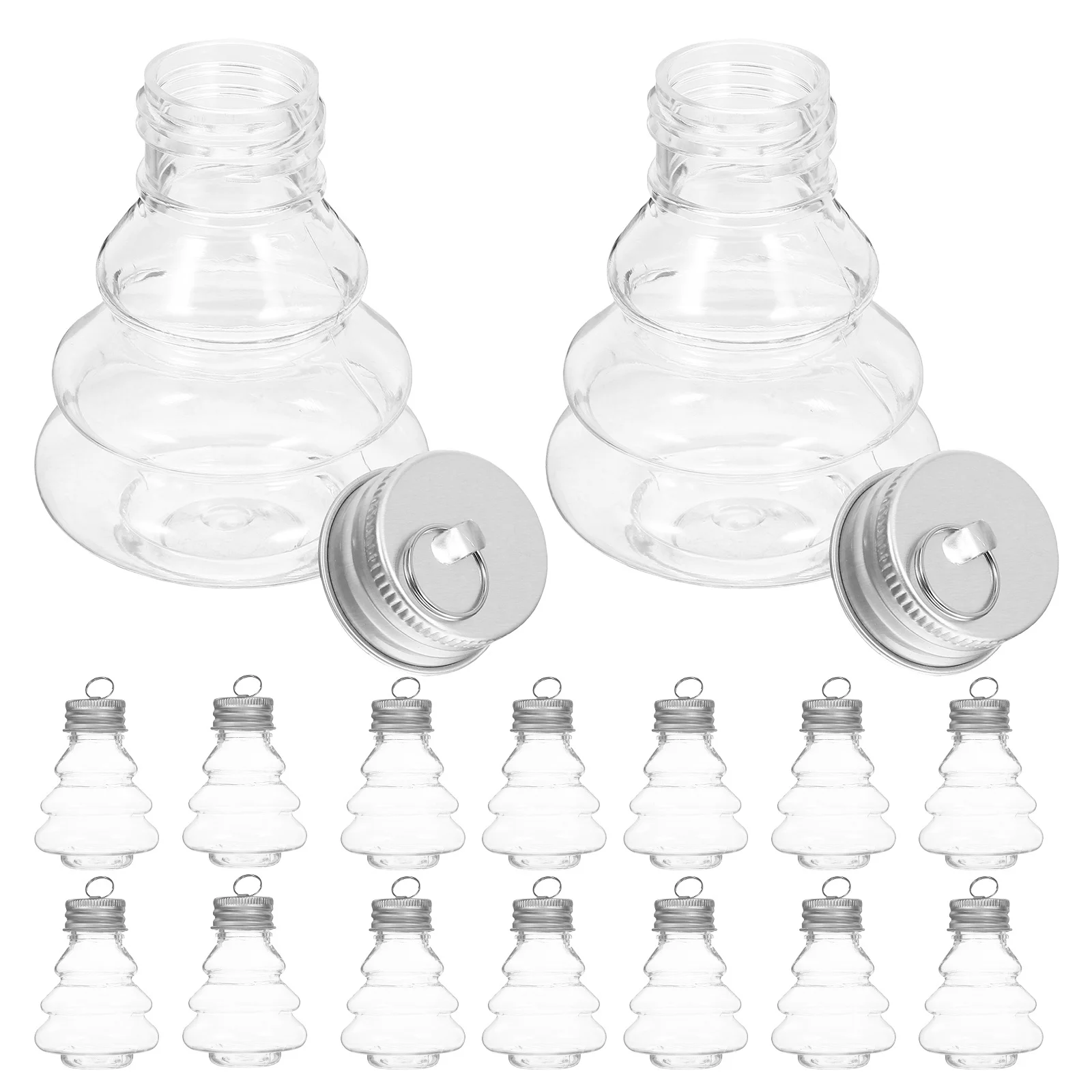 

20Pcs Hanging Cap Tree Shape Clear Plastic Ornament Balls Christmas Fillable Spheres for DIY Crafts Party Holiday Decorations