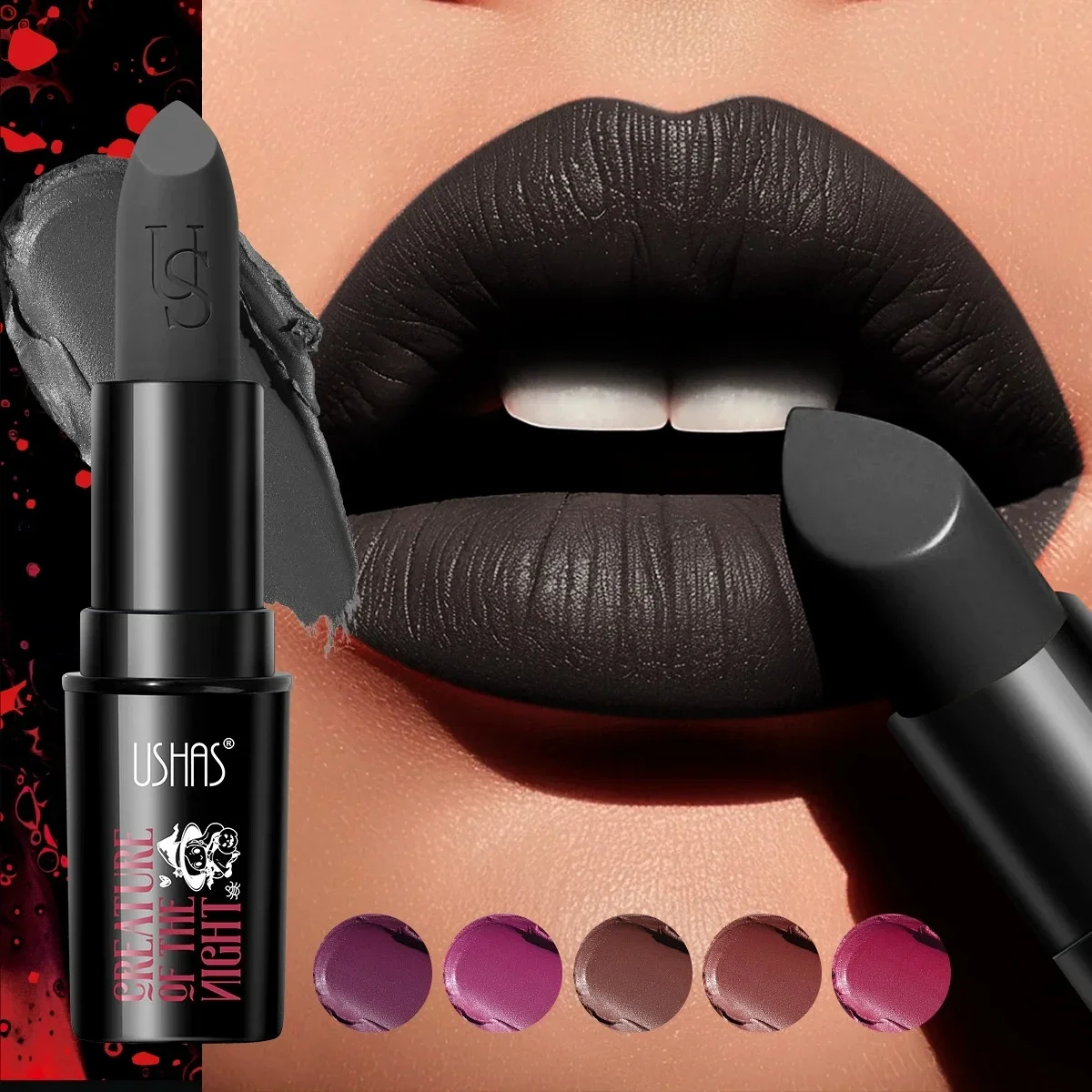 Langdurige fluwelen lippenstiftset Matte niet-overdracht Waterdichte lipglossvoering Combo Hoge kleurintensiteit Halloween-make-up