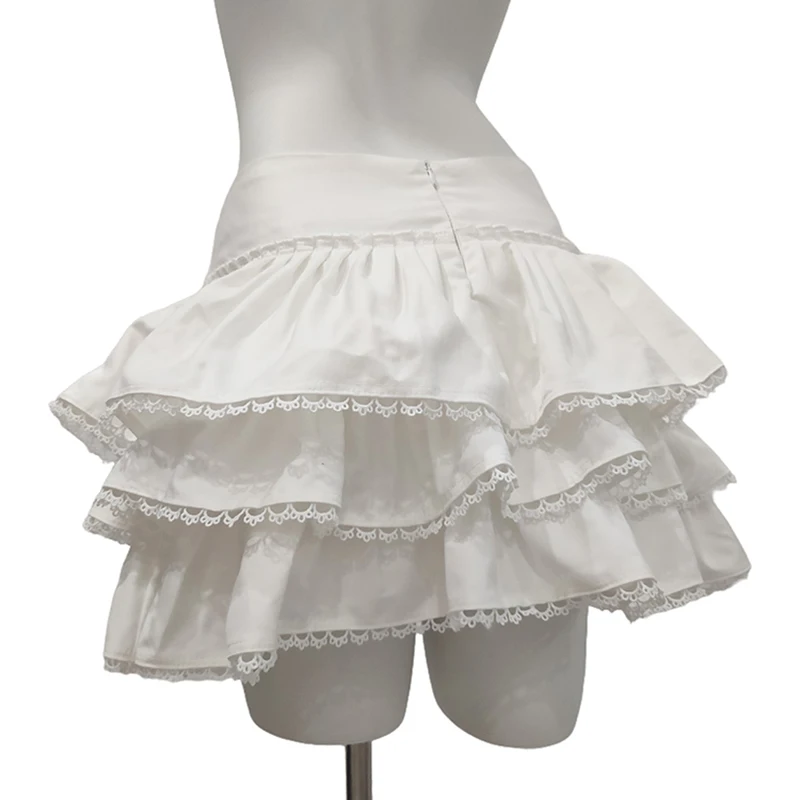 Kawaii Skirts Women Summer Pink Bow A-line Multilayered Shorts Skirt for Sweet Girls