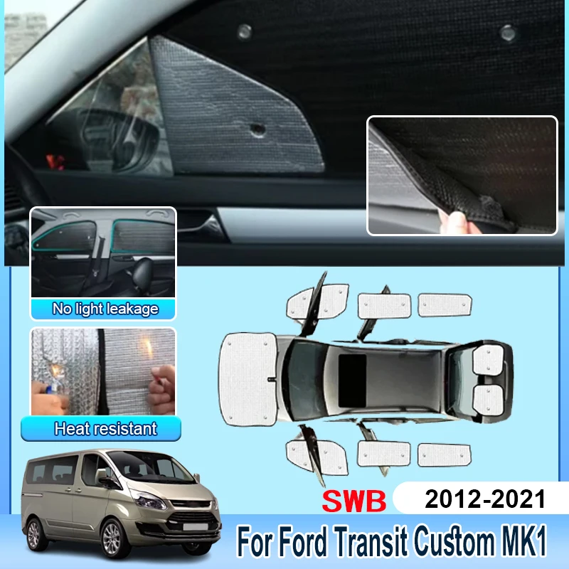 

Windshield For Ford Transit Custom MK1 SWB 2012-2021 Side Window Sunshade Body Kit Sunscreen Sun Visors Anti-UV Car Accessories