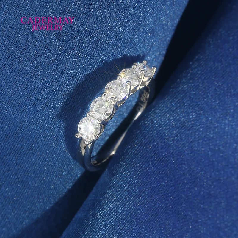 

Кольца с муассанитом Cadermay, сертификат подлинности, 4 мм, 5 камней, для женщин, серебро 925 пробы, свадебные, обручальные, с муассанитом