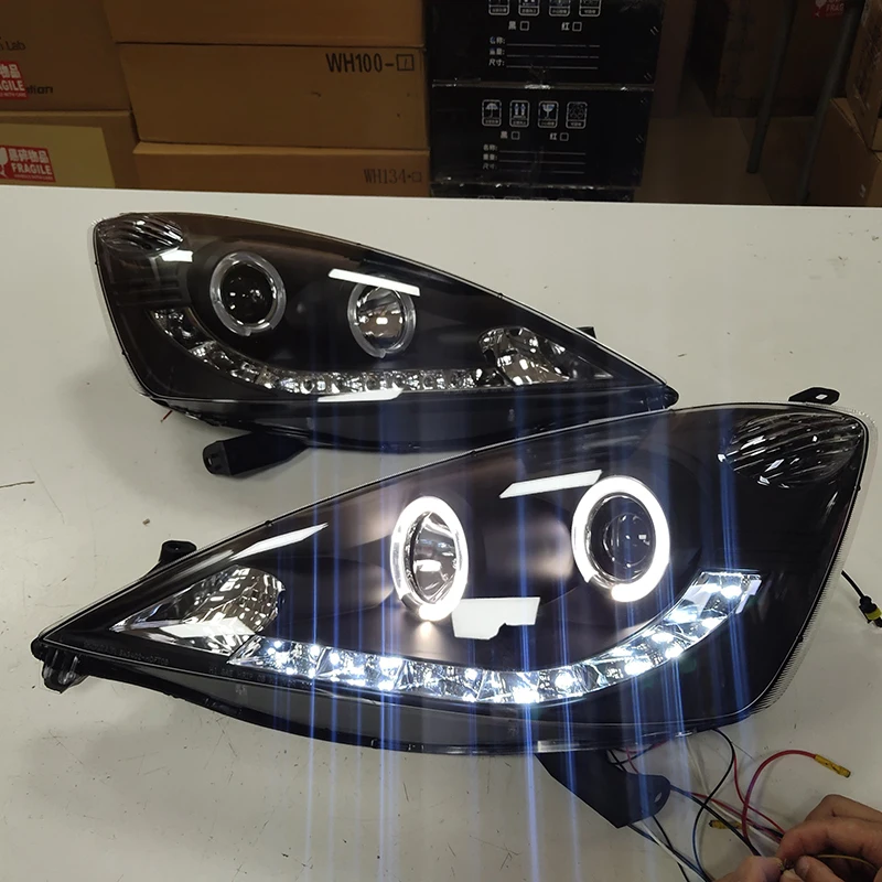 For HONDA FIT JAZZ LED Angel Eyes Headlight Front Lamps 2009 2010 Year SN