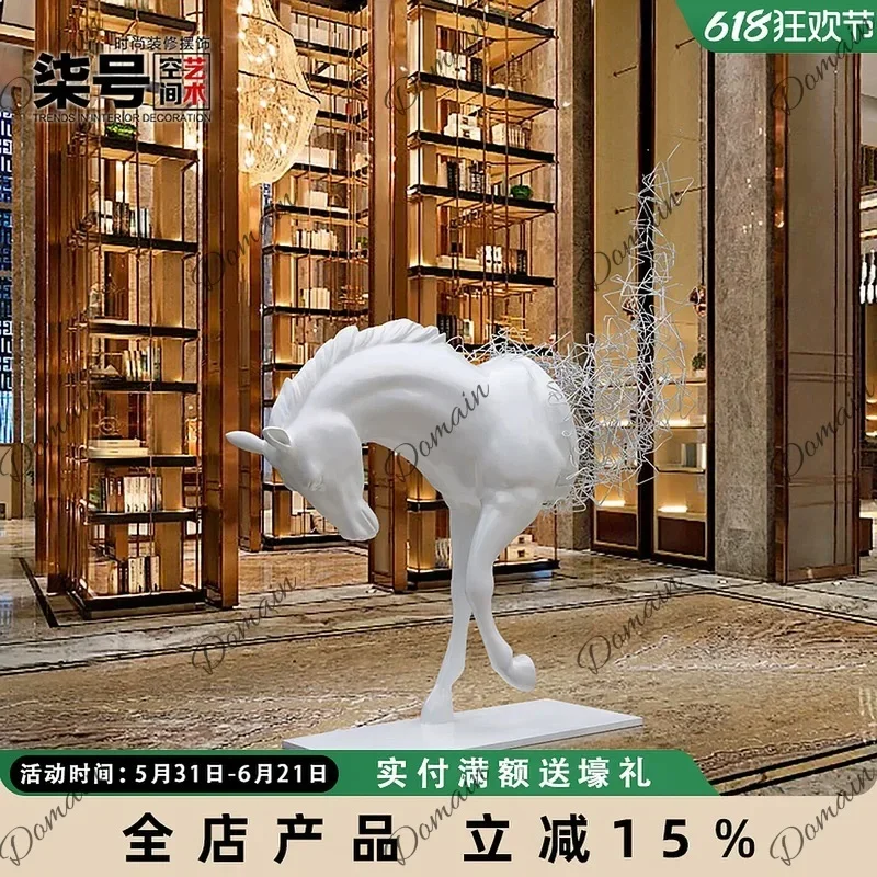A81 Large Abstract Horse Head Sculpture Floor Art Decor For Hotel Lobby Commercial High-End Office