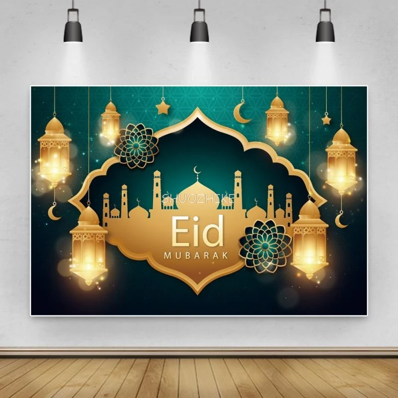 Eid Mubarak Festival Lattern Flower Pattern Photocall Photo Backdrop For Photography Vinyl Background For Photo Studio