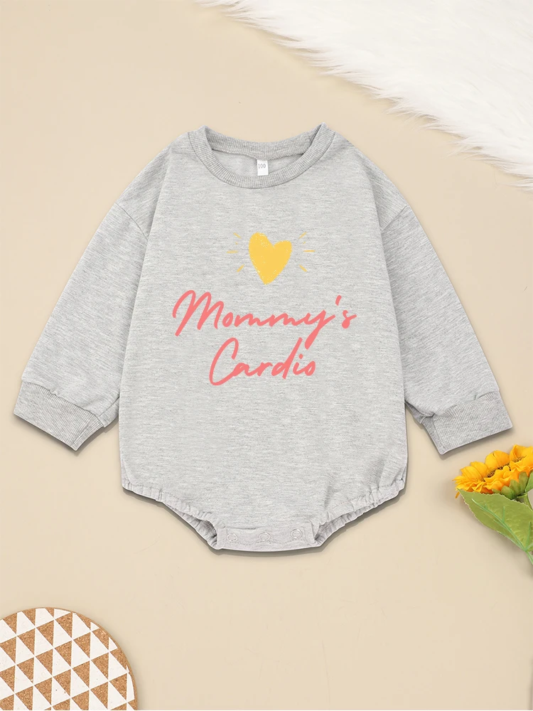 Mommy's Cardio Cute Baby Girl Clothes Long Sleeve Bodysuit Cartoon Beautiful Hot Sale Toddler Boy Sweatshirt Loose Comfy Soft