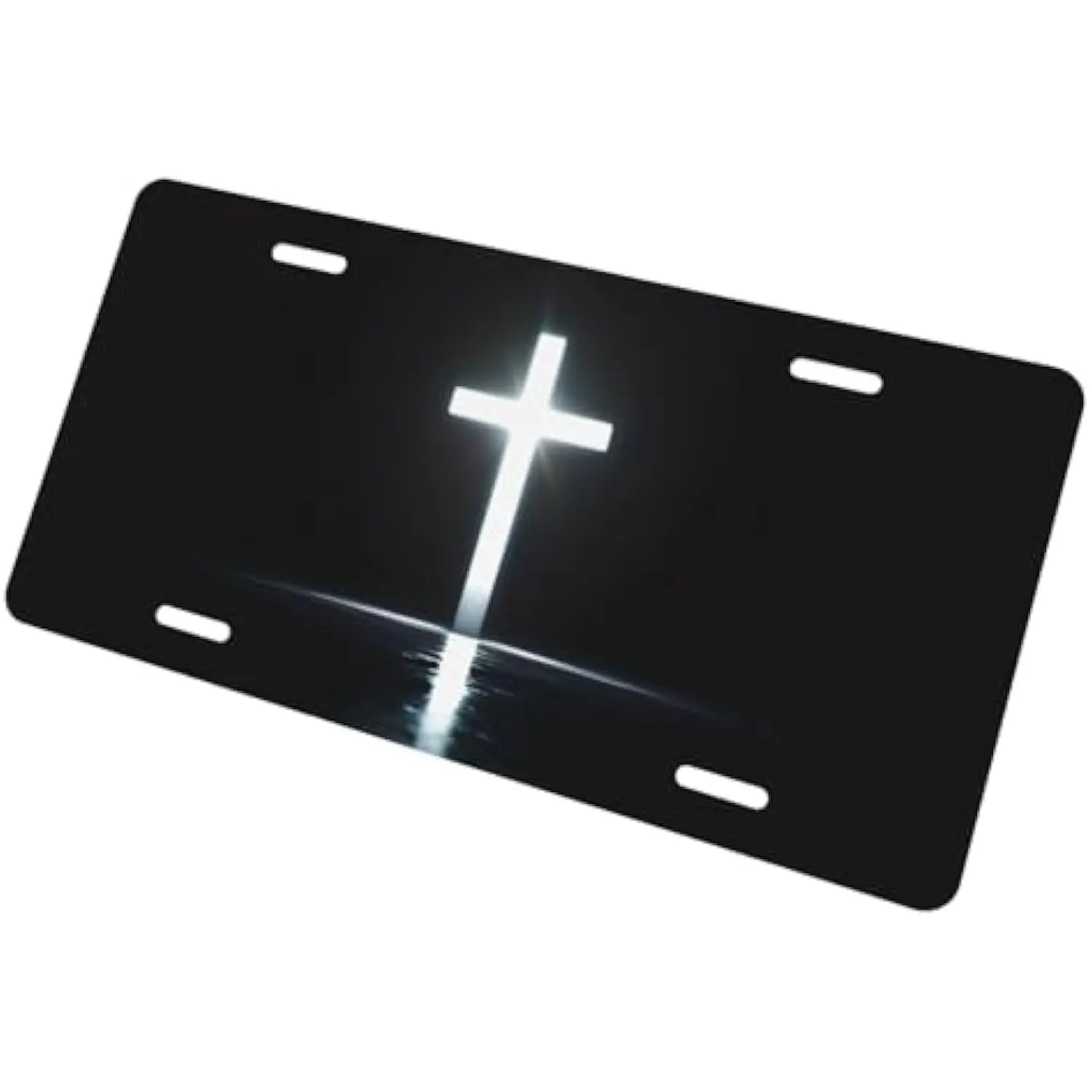 Glowing Christian Cross License Plate Religious Faith Aluminum Inspirational Car Decor