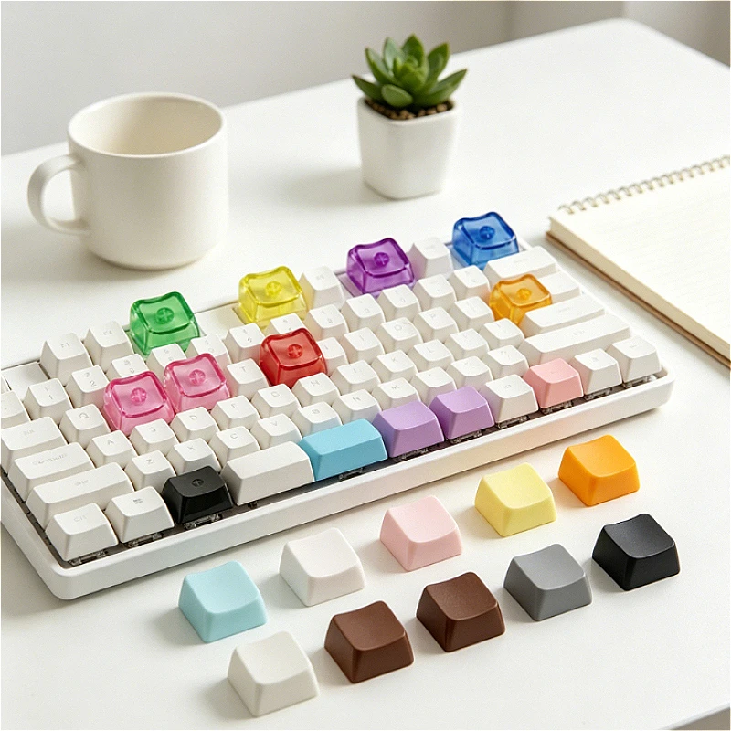10pcs Transparent Cat Head MX Cross Translucent Keycaps Personalized Multi-color for Mechanical Keyboard