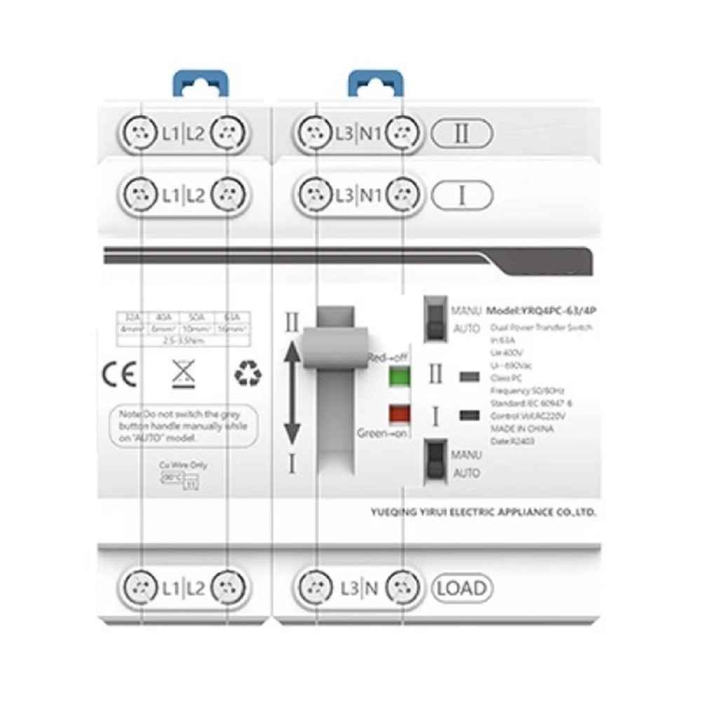 

440V Transfer Switch 4P 32-63A Transfer Switch Residential Power Management Automatic Mode For Critical Systems